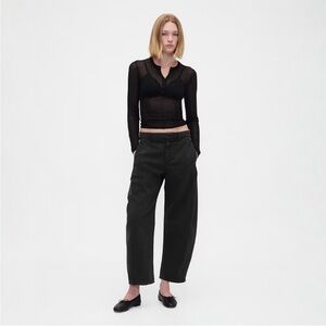 NEW! GAP Black Mid Rise Twill Barrel Pants - Size 6 TALL or 14 TALL 🩷 #518093